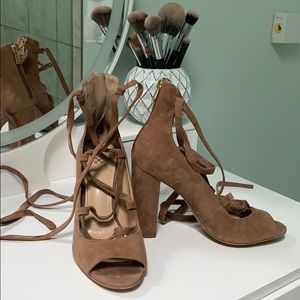 Vince Camuto beige lace up heels!